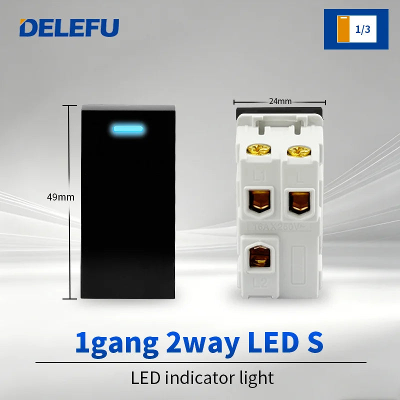 DELEFU Modulo Presa Combinabile Tipo-C Brasile - Uso Domestico - Nero - Assemblaggio Fai-da-te - Presa con Interruttore per Ricarica Rapida USB Tipo-C