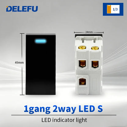 DELEFU Modulo Presa Combinabile Tipo-C Brasile - Uso Domestico - Nero - Assemblaggio Fai-da-te - Presa con Interruttore per Ricarica Rapida USB Tipo-C