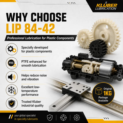 Grasso Sintetico PTFE Kluber Klübersynth LIP 84-42 per Ingranaggi in Plastica ad Alto Carico, Attuatori e Guide a Bassa Temperatura
