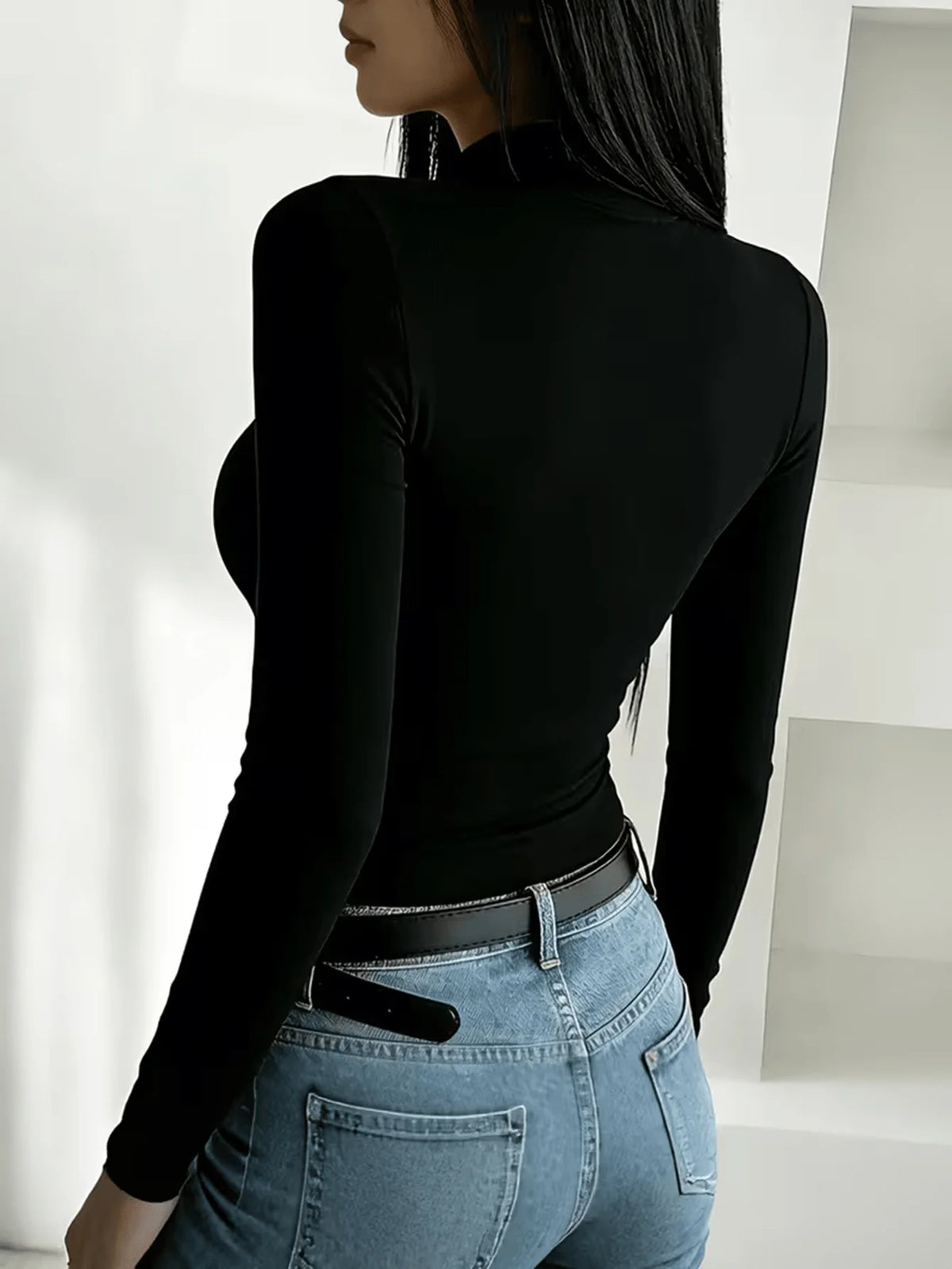Maglia calda a maniche lunghe, aderente, in stile casual Y2K, ideale per l’autunno e l’inverno, con stampa a fiocco di neve natalizia, da indossare come strato termico, modello lungo e alla moda.