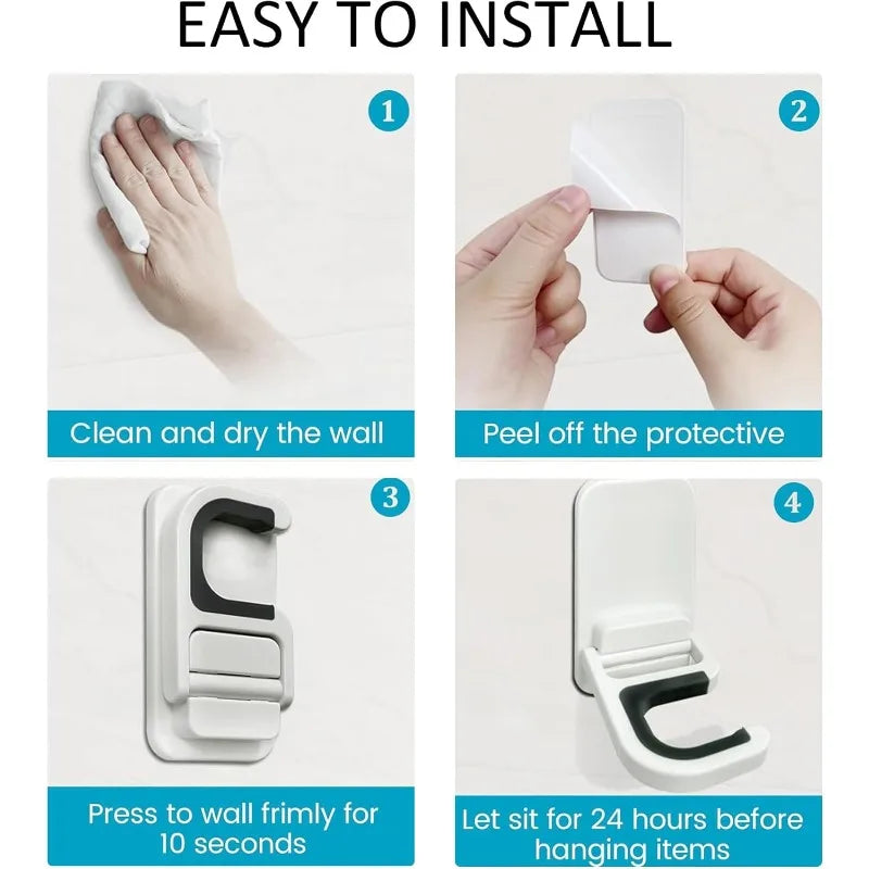 Supporto da parete autoadesivo multiuso per scopa e mocio, gancio portaoggetti, appendimocio, portaoggetti per cucina e bagno