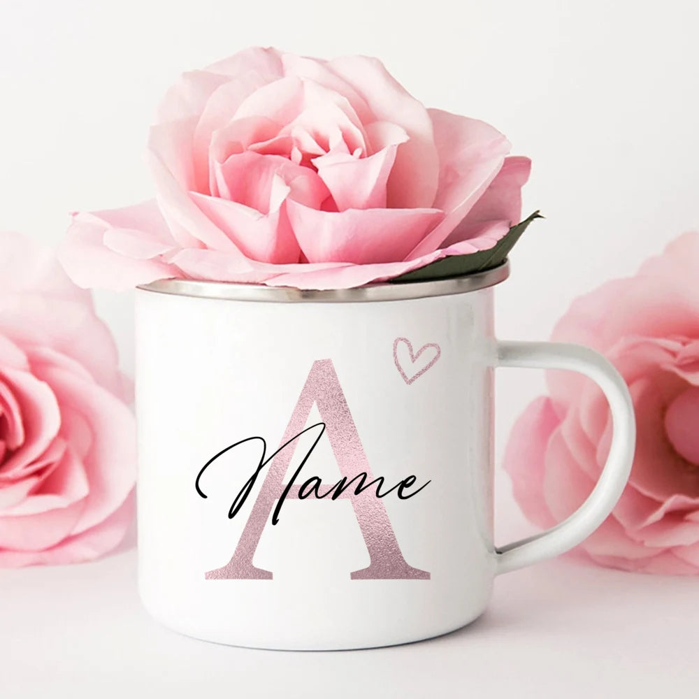 Tazza personalizzata Iniziale a cuore con nome Tazza da caffè Tè personalizzato Tazze di cioccolata calda Sposa Damigella d'onore Regali per la festa della mamma per lei