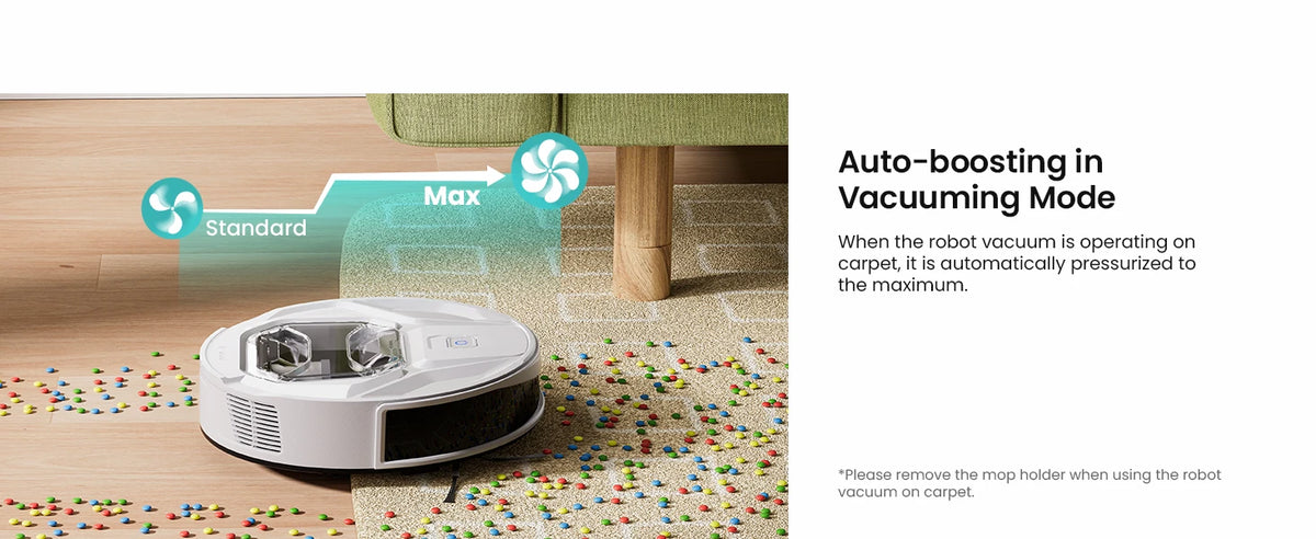Robot Aspirapolvere Lefant M320 con Funzione Lavapavimenti, Potente Aspirazione 6000Pa, Contenitore Polvere Visibile, Rilevamento Tappeti, Controllo Vocale Alexa