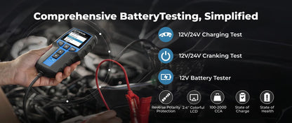 TOPDON BT200 Tester batteria portatile Strumenti di test di avviamento di ricarica per auto 12V Monitor batteria diagnostica automobilistica 100-2000CCA