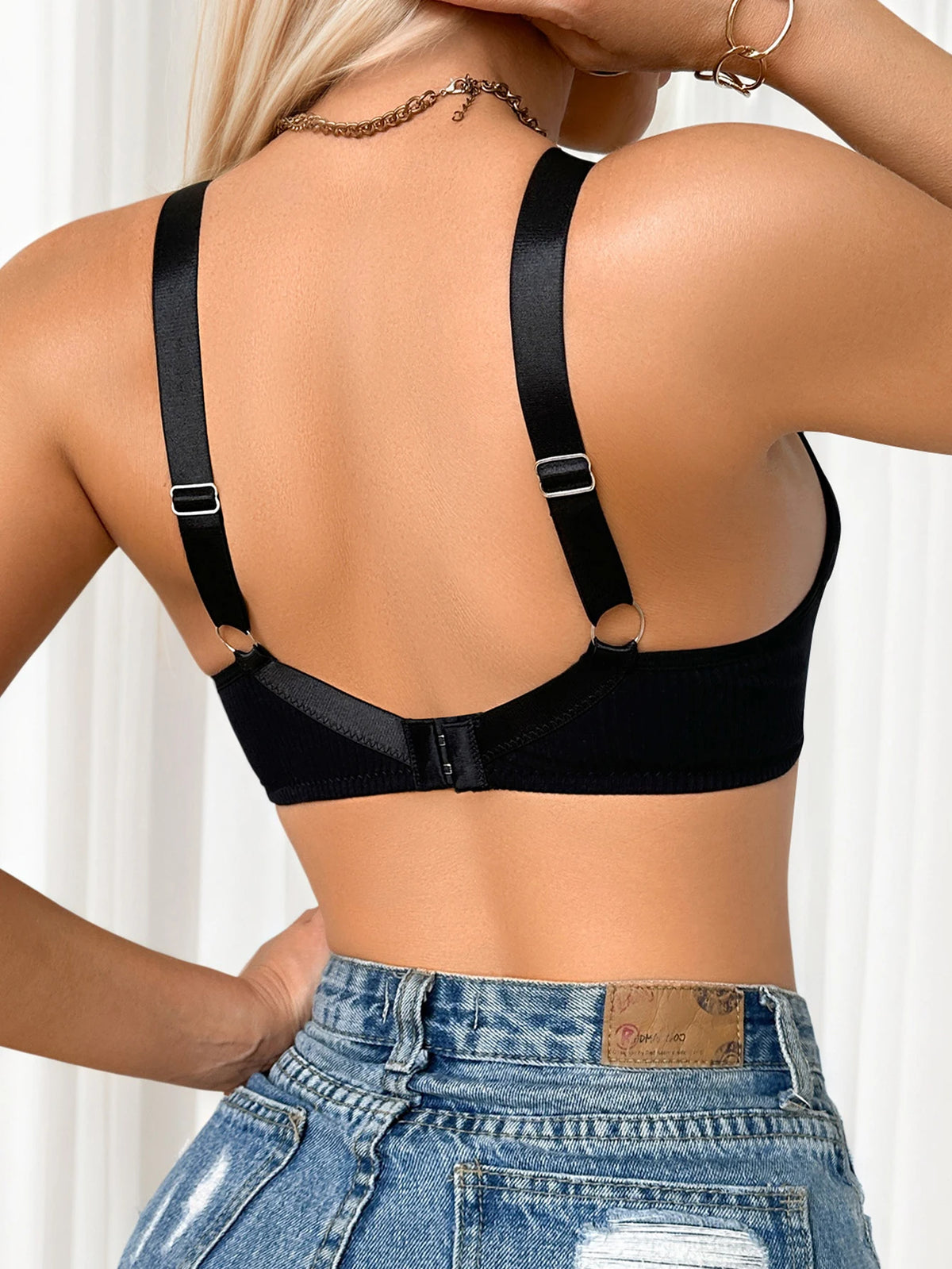 Reggiseno stile americano con croce a V profonda alla moda, senza anello in acciaio, comoda biancheria intima da donna da indossare MR3526