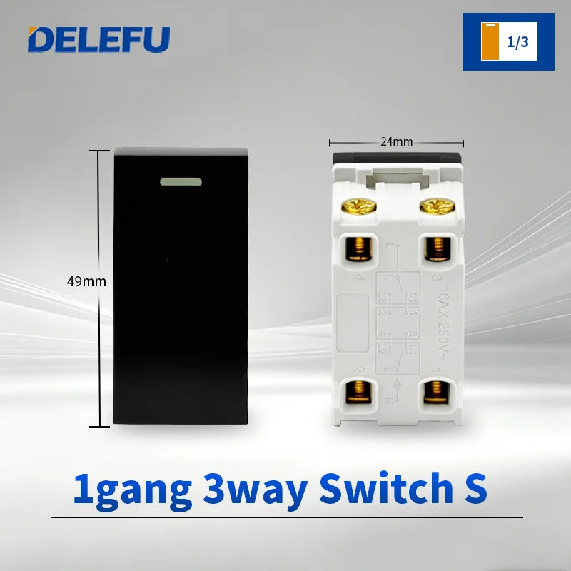 DELEFU Modulo Presa Combinabile Tipo-C Brasile - Uso Domestico - Nero - Assemblaggio Fai-da-te - Presa con Interruttore per Ricarica Rapida USB Tipo-C