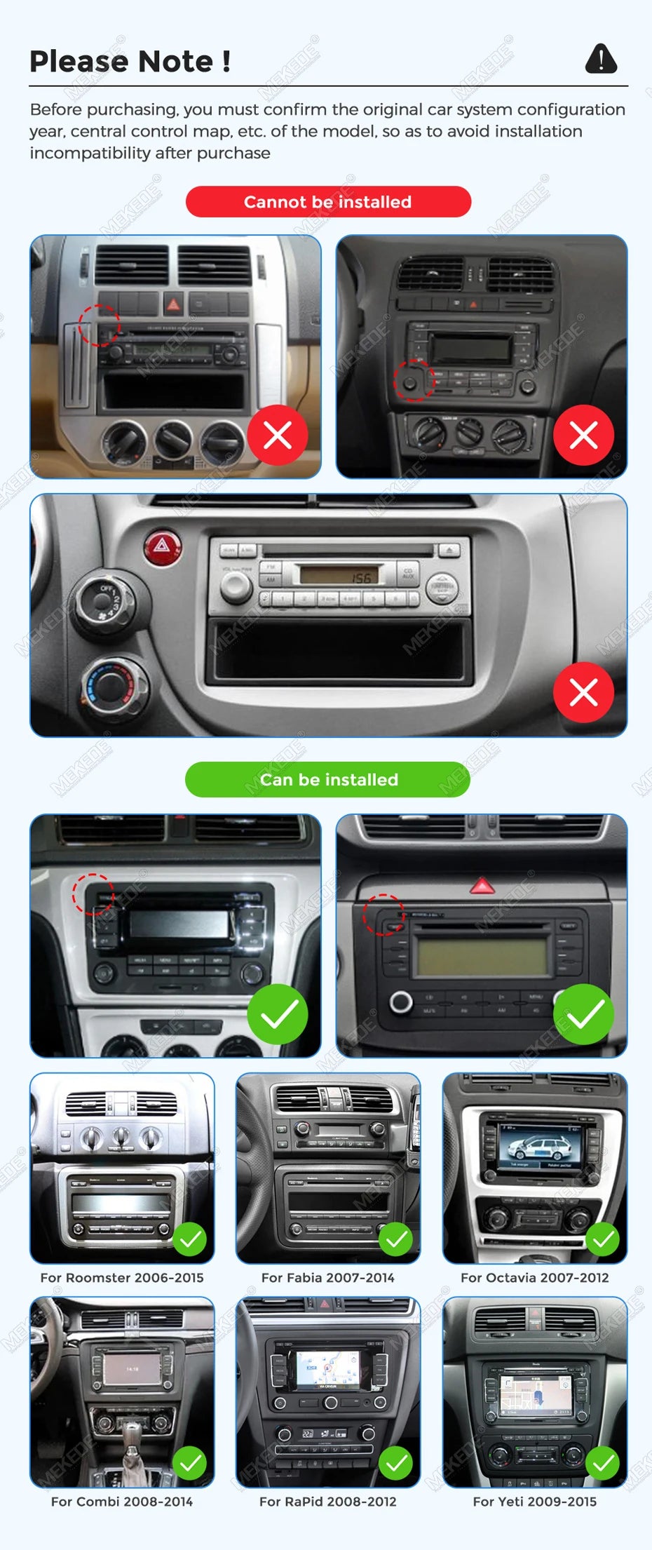 MEKEDE Android 15 Wireless CarPlay Auto Car Multimedia Player per VW Golf Passat Polo EOS T5 Skoda Combi 4G WiFi Luce Ambientale