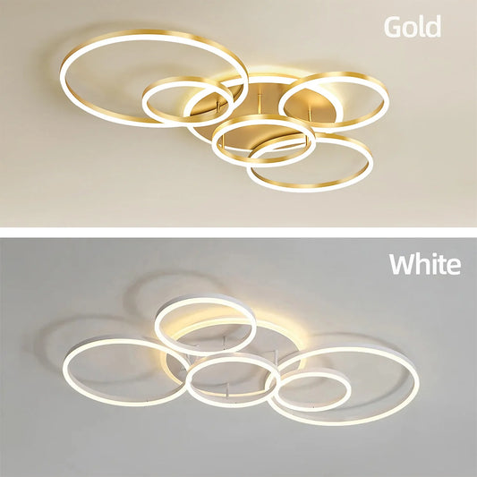 Lampadario a LED, Luci da Soffitto Moderne ad Anello in Acrilico, Illuminazione Intelligente per Hotel, Lobby, Soggiorno