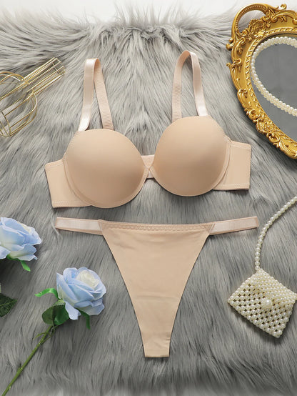Adatto per reggiseno ispessente per seni piccoli Sexy    Reggiseni push up in due pezzi con ferretto  Set lingerie da donna B2051