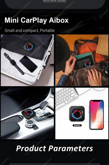 Mekede Android 13, processore a 8 core, 8 GB di RAM, 128 GB di memoria, TV box portatile, CarPlay wireless, Android Auto wireless, navigazione GPS, menu multimediale, equalizzatore, compatibile con BMW ID6, ID7, ID8, ID9, sup