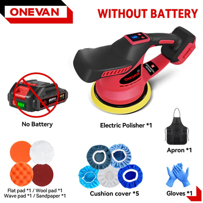 ONEVAN 2000W Potenza Brushless Cordless Lucidatrice Elettrica 6 Gear 8500RPM Palmare Auto Ceretta Strumento di Lucidatura Per Makita Batteria Spille