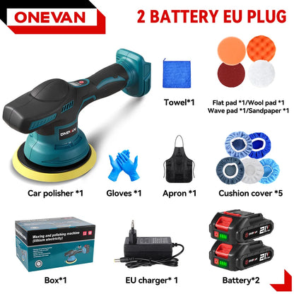 ONEVAN Lucidatrice per auto elettrica 8 marce 7800 giri/min Cordless Auto Car Lucidatura Ceretta Utensile elettrico rotante per Makita 18V Batteria Spille