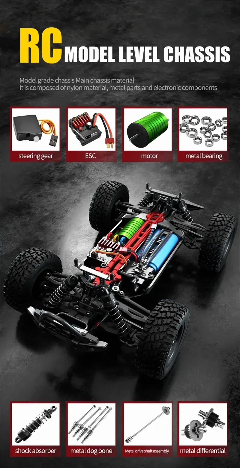 16103PRO 1:16 4WD Auto RC con LED 2.4G Auto telecomandate 70KM/H Drift ad alta velocità Monster Truck per bambini VS WLtoys 144001   Giocattoli
