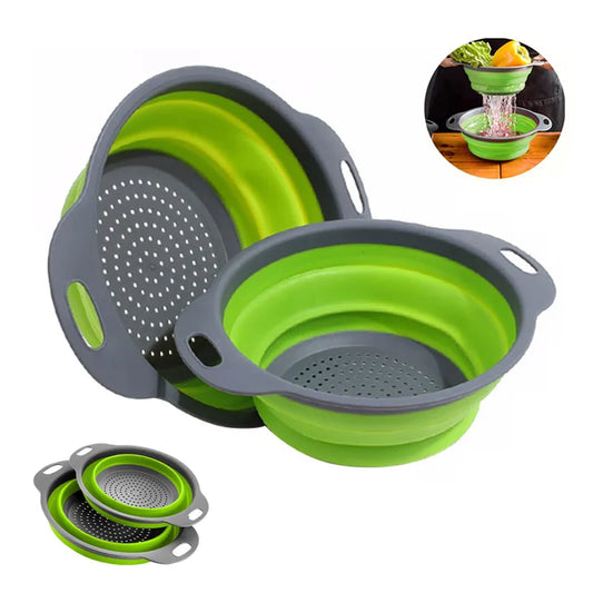Cestello in Silicone per Pulizia e Drenaggio di Frutta e Verdura, Cestello Pieghevole con Rete Filtrante, Accessorio da Cucina