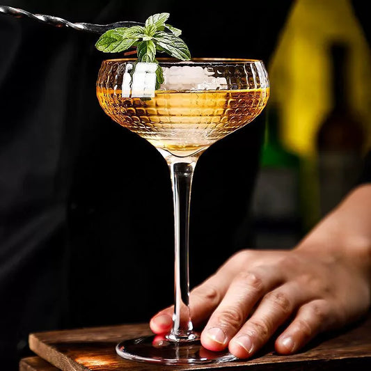 2 bicchieri in vetro con griglia incisa, bicchieri trasparenti per champagne, bicchieri creativi per cocktail, bicchieri per Margarita, strumenti da bar