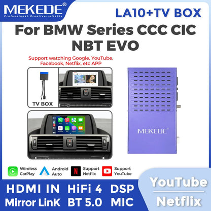 MEKEDE Modulo BOX DSP HiFi con mirroring, CarPlay wireless, Android Auto, AirPlay, Autolink per BMW F20 F21 F30 F31 F34 F07 F10 F11 F01 F2 F25 E60 E61 E81 E82 E84 E87 E88 E89 E90 E91 E92 E93 E70 E71 Sistema CIC