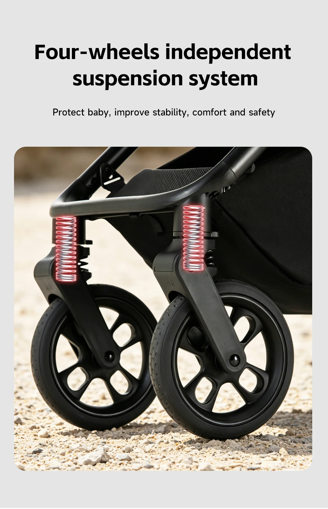 Passeggino per Neonati 3-in-1 di Lusso, Carrozzina da Viaggio Portatile con Telaio in Alluminio, Passeggino Pieghevole con Vista Panoramica