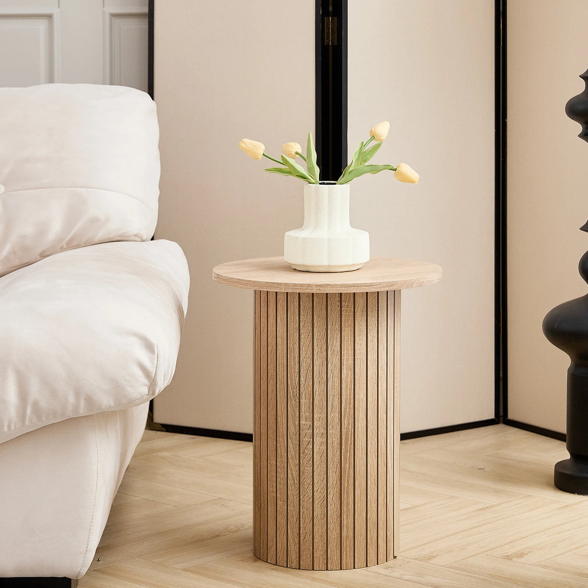 Set di 2 tavolini rotondi in legno in stile nordico, tavolino da caffè impilabile in legno, per mobili da soggiorno/camera da letto