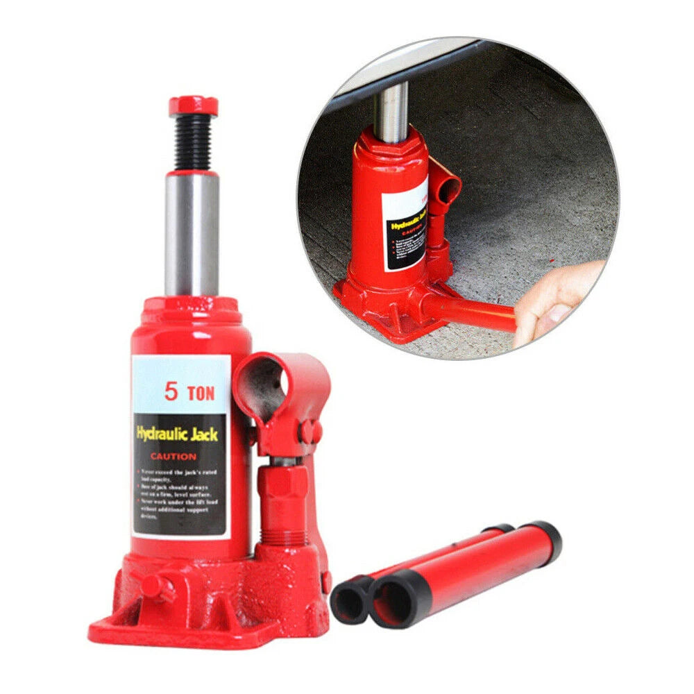 Martinetto idraulico a bottiglia da 5 tonnellate – Sollevatore verticale per riparazioni auto e sollevamenti pesanti, altezza minima 180 mm, altezza massima 355 mm, altezza di sollevamento 115 mm, peso leggero 2,7 kg, strut