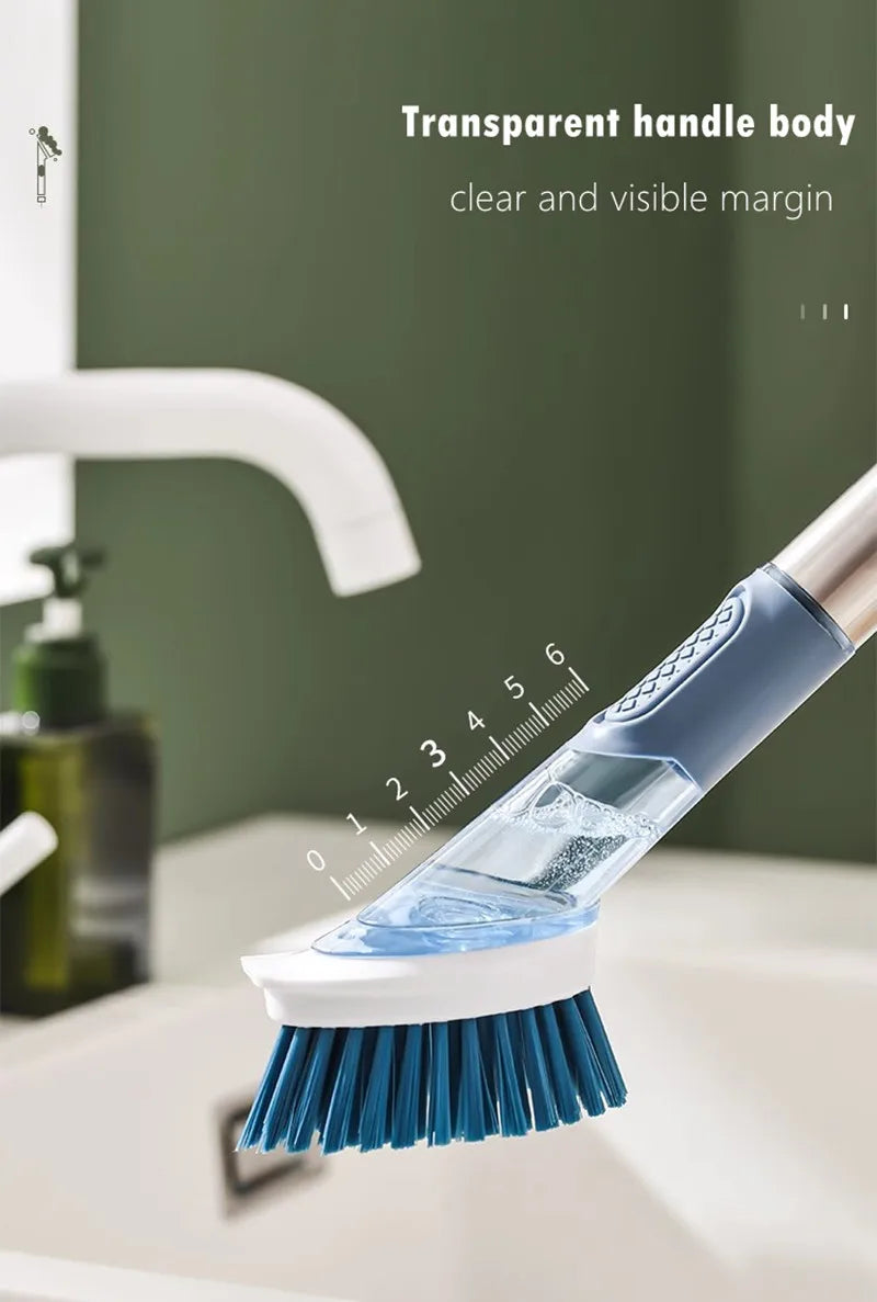 Strumenti per la pulizia della cucina Manico lungo Spazzola per piatti Dispenser di sapone liquido Detergente Spazzola per piatti Spugna per piatti Salviette per lavare i piatti