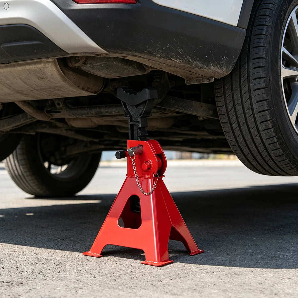 2 pezzi Supporto per Assale 3T per Carichi Pesanti in Acciaio Regolabile con Perno di Bloccaggio, Kit di Sicurezza per Riparazione Pneumatici, Strumenti per Manutenzione Auto