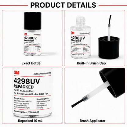 3M 4298UV Promotore di Adesione per Nastro Biadesivo in Schiuma Acrilica per Settore Automobilistico, Adesivo per Fissaggio di Rivestimenti in Plastica PP TPO EPDM ABS, 10ML