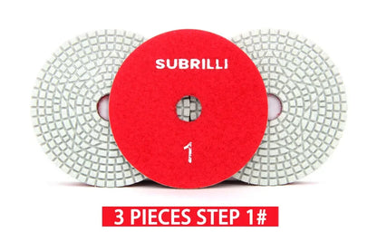 Set di 3 Dischi Flessibili Diamantati da 4 Pollici per Lucidatura in 3 Fasi, per Granito, Marmo, Pietra e Calcestruzzo, Set di Utensili Abrasivi da 100mm