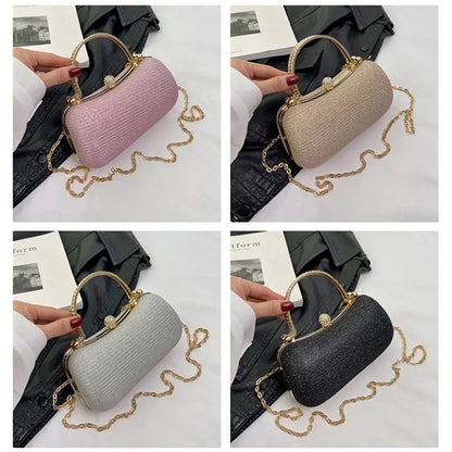 Borsa da sera da donna con perline da sposa Borsa da pranzo Borse a tracolla a catena Elegante pochette con strass Borsa da sera a forma di uovo