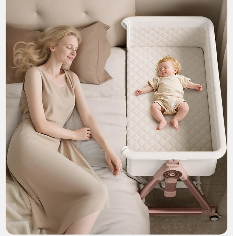 Culla per bambini, giunzione portatile, culla per lettino, culla da comodino per bambino, culla da comodino 3 in 1 con ruote