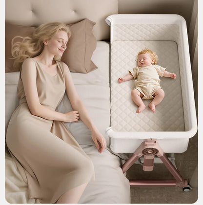 Culla per bambini, giunzione portatile, culla per lettino, culla da comodino per bambino, culla da comodino 3 in 1 con ruote