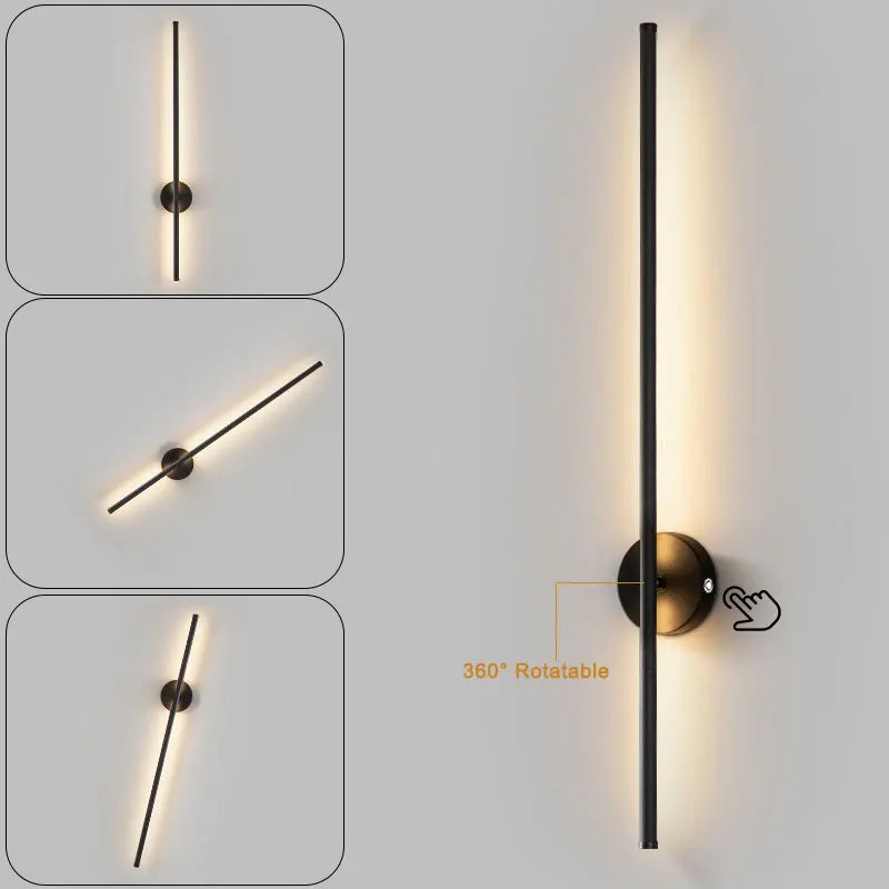 Lampade da parete a LED con batteria ricaricabile wireless con telecomando 3CCT 360 °   Lampada da parete a LED dimmerabile con interruttore tattile girevole nera