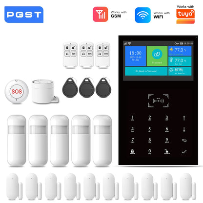 PG109 Sistema di Allarme Antifurto WiFi GSM da 4,3 Pollici per Casa, Compatibile con App Tuya, Controllo con Display della Temperatura