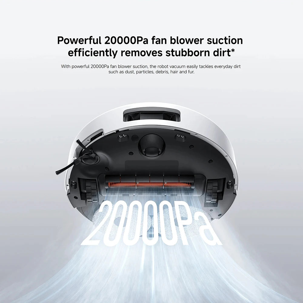 Versione Globale Xiaomi Robot Vacuum 5 Potenza Nominale 55W Capacità Nominale 4800mAh Controllo tramite APP Controllo Vocale Intelligente Aspirazione 20000Pa Aspirapolvere con Mop Estensibile e Spazzola Laterale Sistema di A