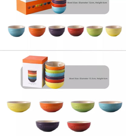 Set di ciotole per dessert colorate Le Creuset, stoviglie in ceramica, ciotola per riso, ciotola per zuppa, set regalo in confezione regalo, forma rotonda di lusso, per uso adulto