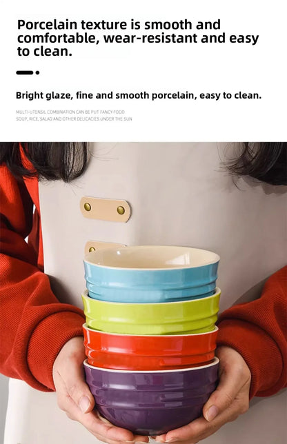 Set di ciotole per dessert colorate Le Creuset, stoviglie in ceramica, ciotola per riso, ciotola per zuppa, set regalo in confezione regalo, forma rotonda di lusso, per uso adulto