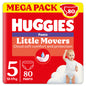 Huggies Little Movers, Pannolini Mutandina Taglia 5 (12-17 Kg) Pacco Mega, 80 Pz