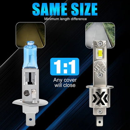 Fari LED XSTORM H1 Canbus 60000LM 500W, Fari Fendinebbia H1 LED per Auto con Ventola, Fari Spot Mini 1:1, Lampade Turbo