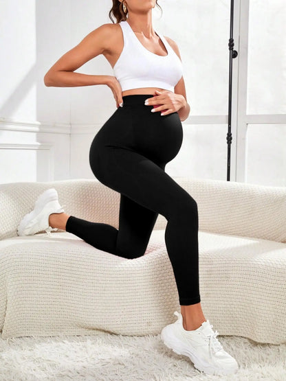 Leggings per gravidanza a vita alta Abiti premaman per donne incinte Pantaloni per il corpo Leggins lavorati a maglia con supporto per la pancia