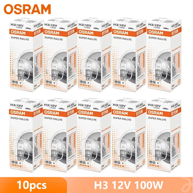 OSRAM CLASSIC H1 H4 H3 H7 Super Rally 12V 100W 80W faro alogeno per auto High Watt lampade autentiche 3200K più luminose (10 pezzi)