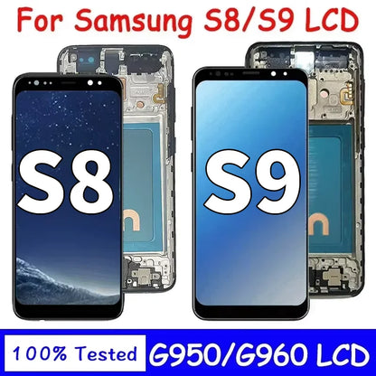 Display LCD touchscreen con telaio per Samsung S8 G950 G950F SM-G950FD e Samsung S9 G960 SM-G960F, nuovo e testato al 100%.
