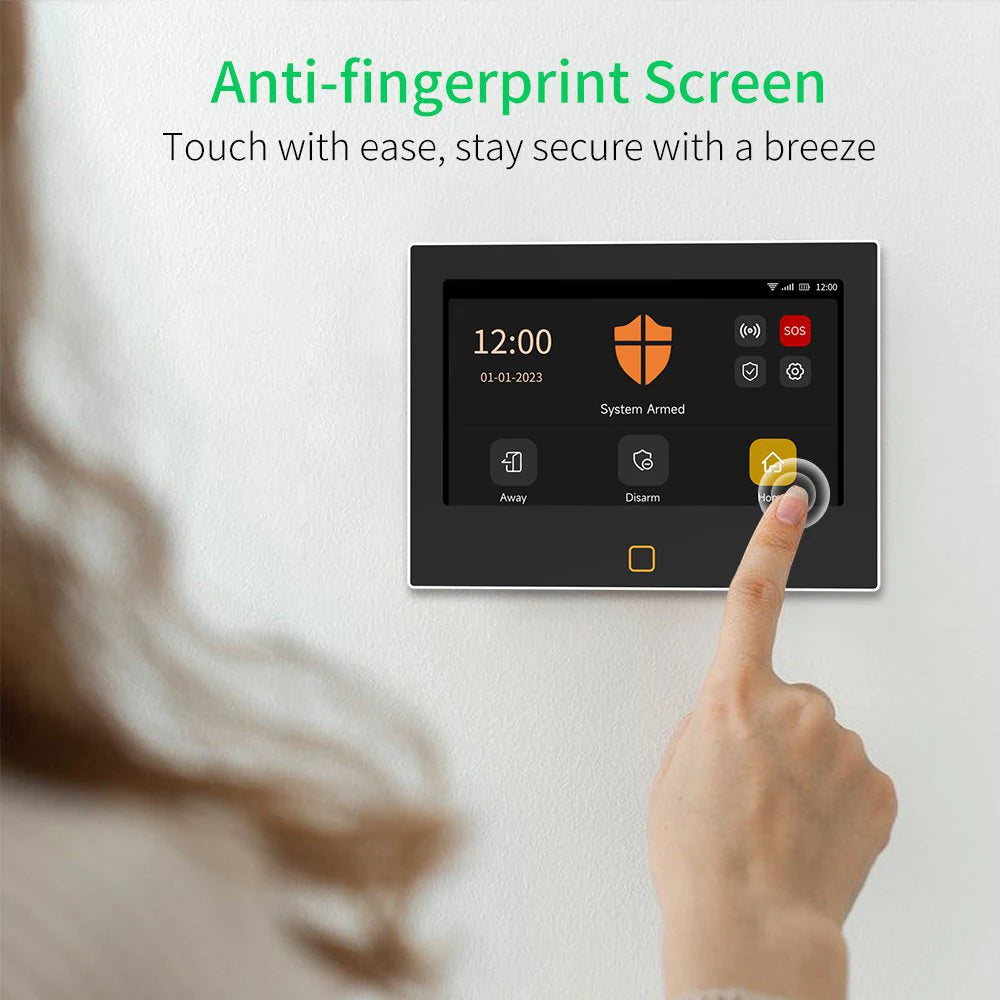 Sistema di allarme domestico Staniot da 7 pollici, wireless, WiFi, 4G, Tuya Smart, kit di protezione di sicurezza con sirena integrata da 115 dB e batteria da 5000 mAh