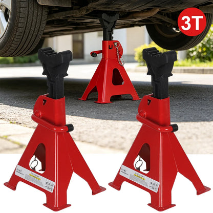 2 pezzi Supporto per Assale 3T per Carichi Pesanti in Acciaio Regolabile con Perno di Bloccaggio, Kit di Sicurezza per Riparazione Pneumatici, Strumenti per Manutenzione Auto