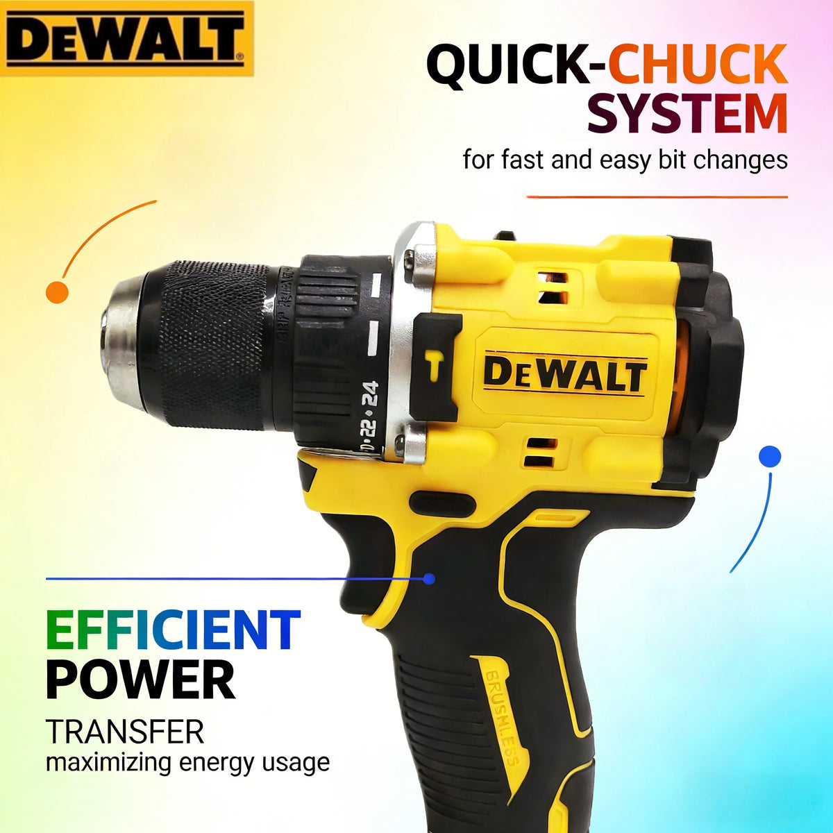 DEWALT DCD805 Trapano a Batteria Brushless 20V: Avvitatore a Impulsi Multifunzione Compatto (Solo Utensile)