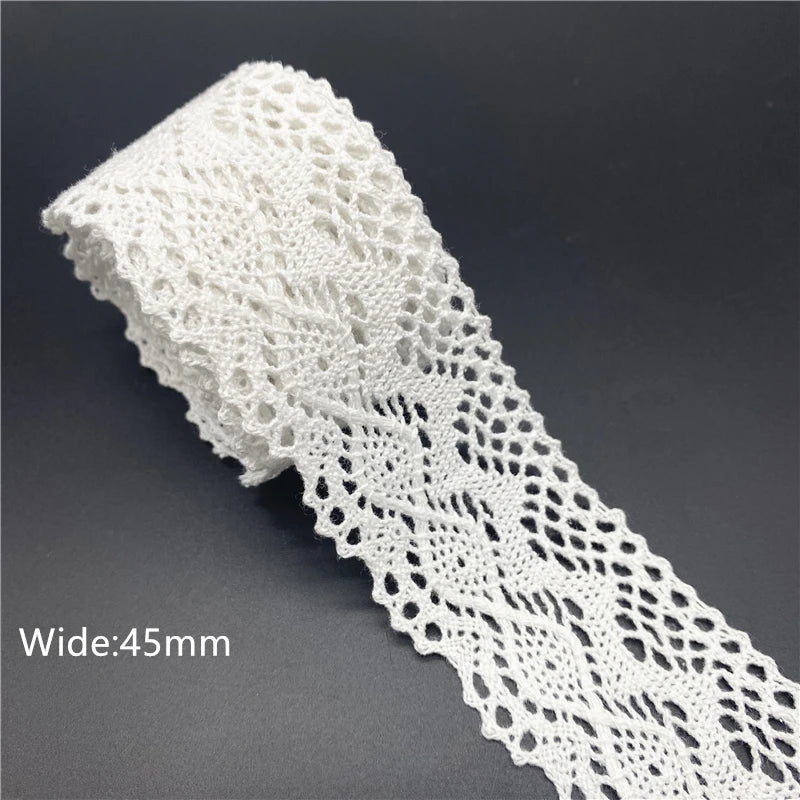 10mm-50mm 2 metri di nastro di pizzo di cotone 100% bianco per abbigliamento tessuto da cucito rifiniture in cotone all'uncinetto nastro di pizzo accessori fatti a mano