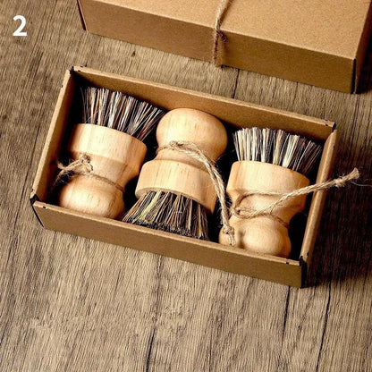 Spazzola per Lavaggio Piatti Naturale con Manico in Legno, Spazzola per Pentole in Corda Anti-Impronta d'Olio, Accessori per Pulizia in Sisal e Cocco Naturale