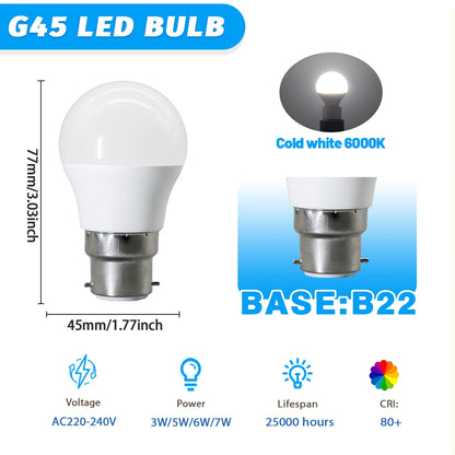 Confezione da 1-12 Lampadine LED E14 E27 B22 di Alta Qualità, AC 220V 240V 3W-7W 80lm/w, Mini Lampadina Senza Sfarfallio 3000K 4000K 6000K