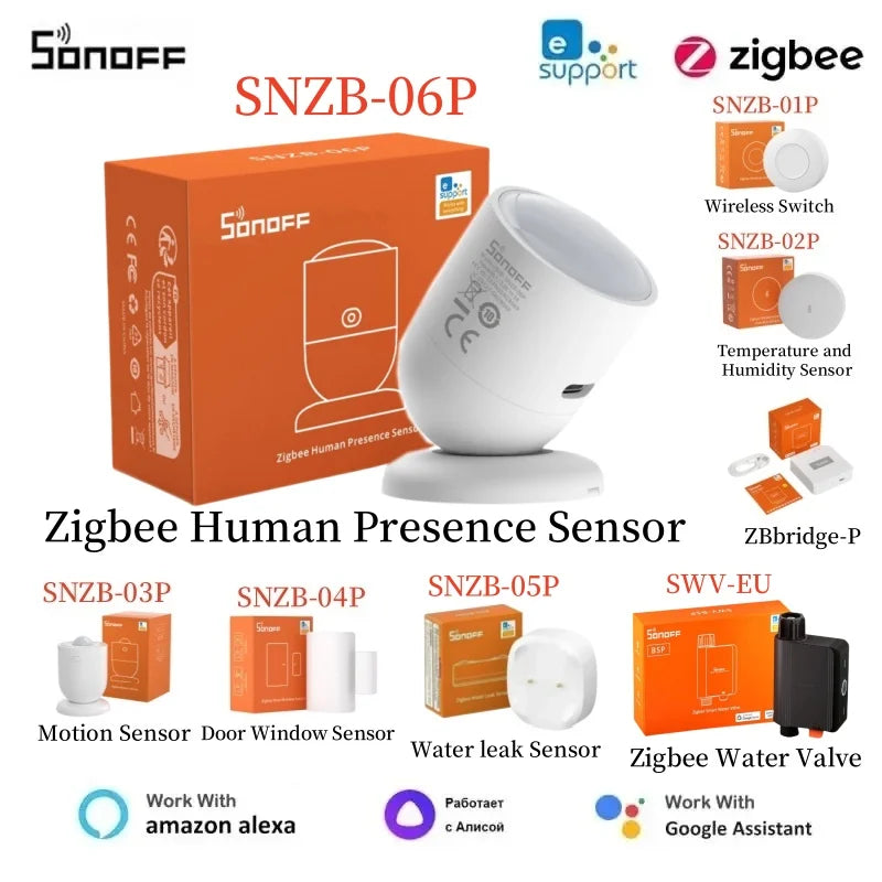 Sensore di Presenza Umana Zigbee SONOFF SNZB-06P, SNZB-03P, SNZB-04P, SNZB-05P, SNZB-06P, Sonoff SWV, Sonoff Water Valve Bridge Pro