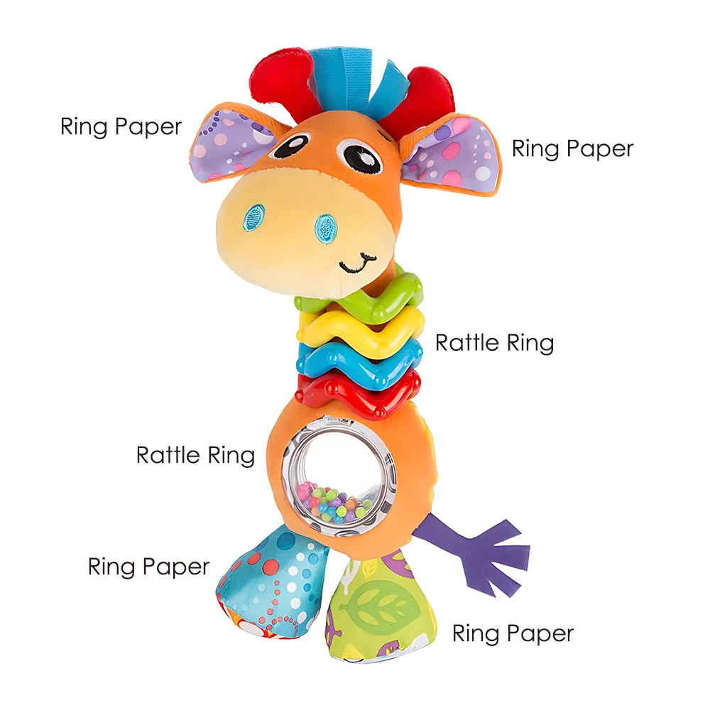 Giocattolo Sonaglio per Neonati a Forma di Giraffa, Morbido e Sensoriale, Giocattolo Educativo per lo Sviluppo Precoce, Regalo per Neonati da 0 a 12 Mesi