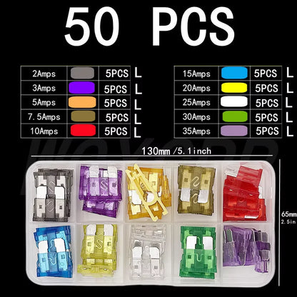 Kit combinato di fusibili per auto da 50-306 pezzi, mini, piccoli e medi, fusibili a lama per applicazioni marine e automobilistiche, 2A 3A 5A 10A 15A 20A 25A 30A 35A