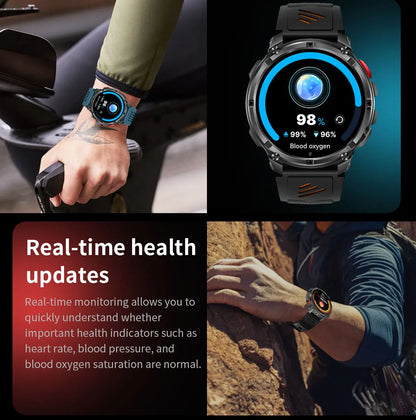 Nuovo Smartwatch T-REX3 Ultra con Batteria da 1100mAh, Impermeabile 10ATM, GPS, Bussola, Torcia, Display AMOLED HD da 1.7'', Chiamate, Orologio Sportivo Intelligente per Uomo